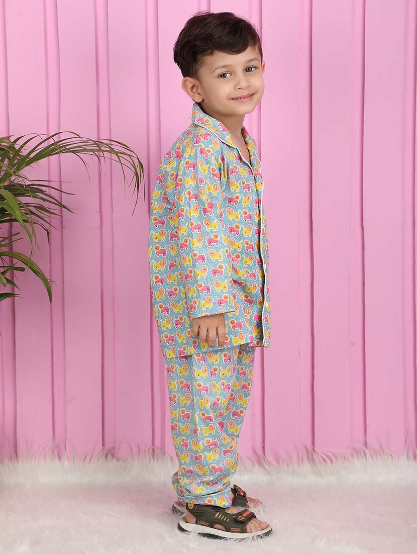 boys printed long sleeve pyjama set nightwear - 21966798 -  Standard Image - 2