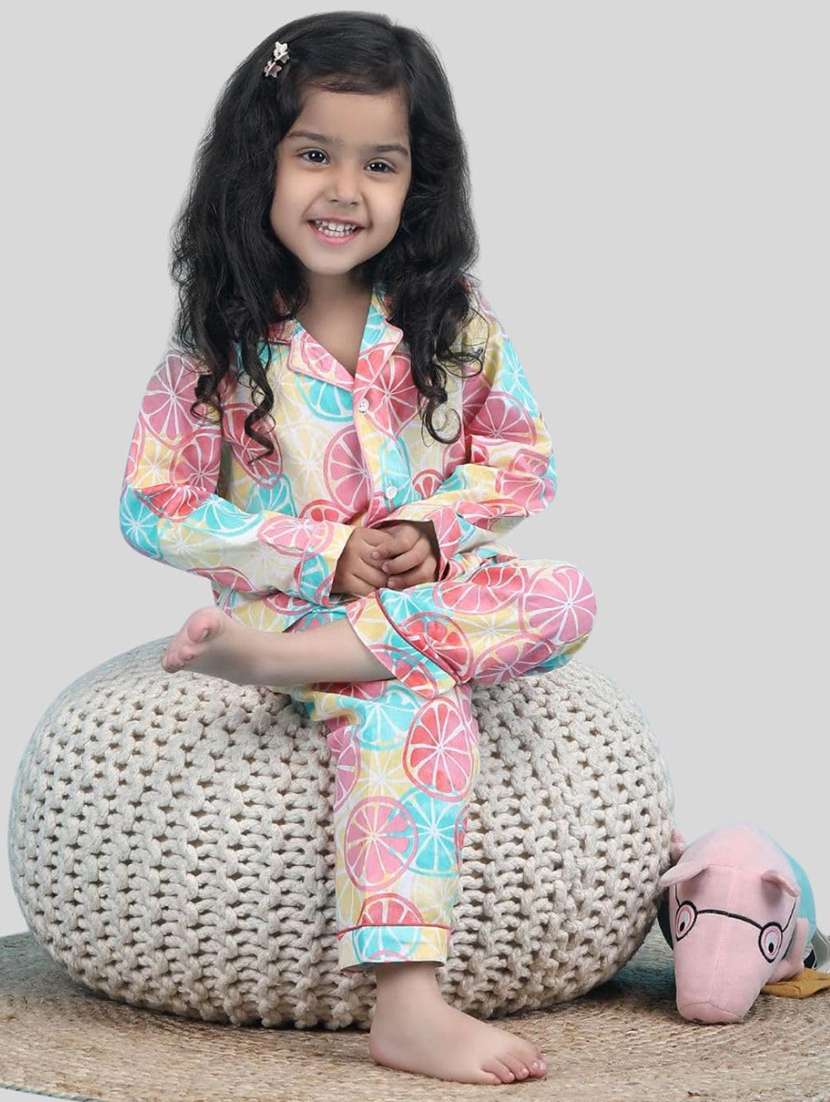 girls printed long sleeve nightwear pyjama set - 21966803 -  Standard Image - 2