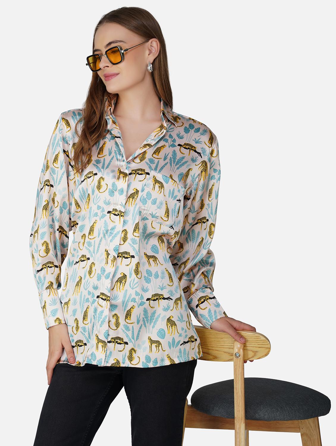 women printed collared long sleeve shirt - 21966835 - Zoom Image - 0