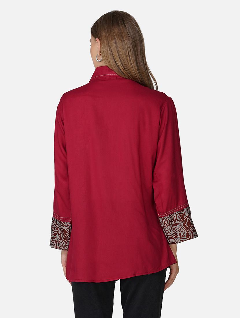 women printed collared long sleeve shirt - 21966836 -  Standard Image - 2