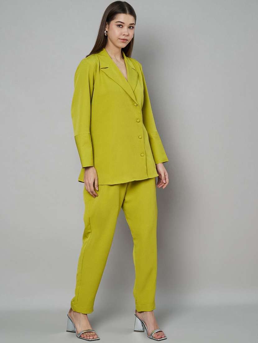 women solid blazer and trouser co-ord set - 21966839 -  Standard Image - 2