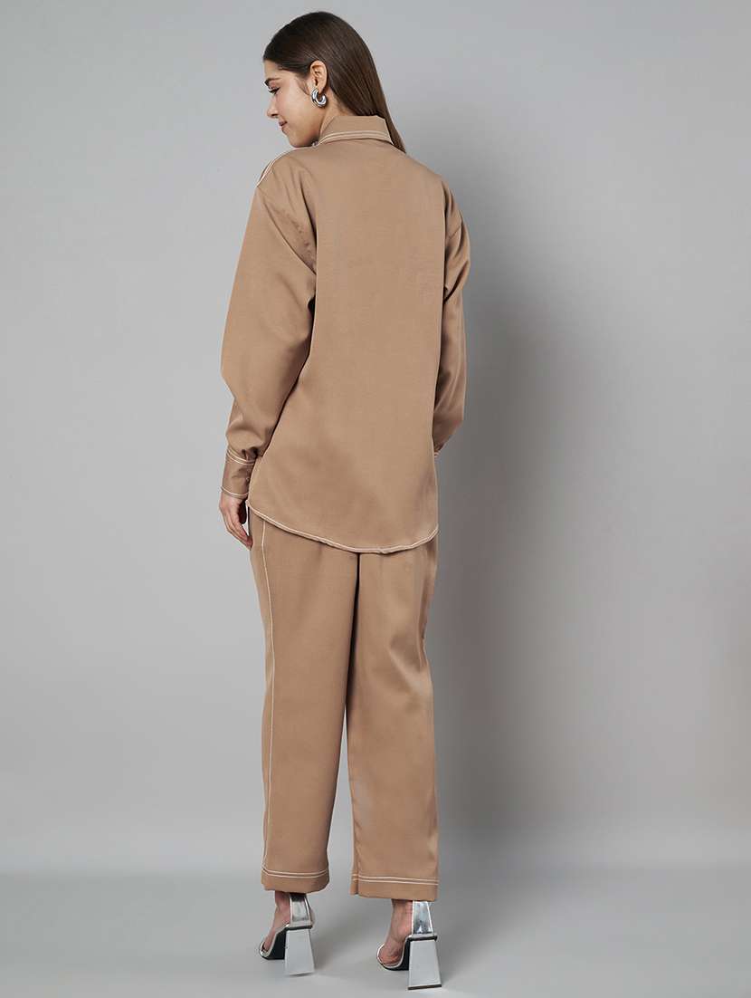 women solid shirt and trouser co-ord set - 21966849 -  Standard Image - 2