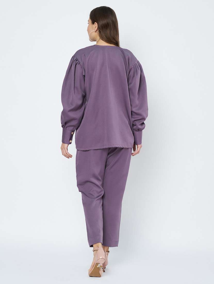 women solid shirt and trouser co-ord set - 21966850 -  Standard Image - 2