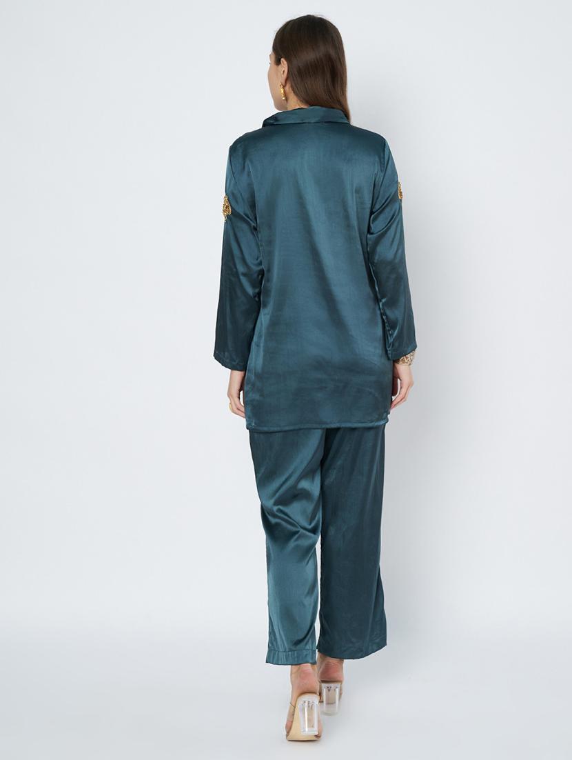 women embroidered top and trouser co-ord set - 21966854 - Standard Image - 2