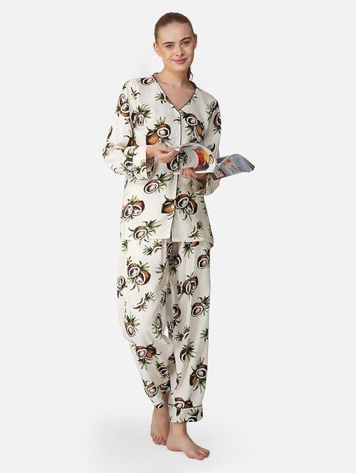 women printed long sleeve nightwear pyjama set - 21966855 - Standard Image - 0