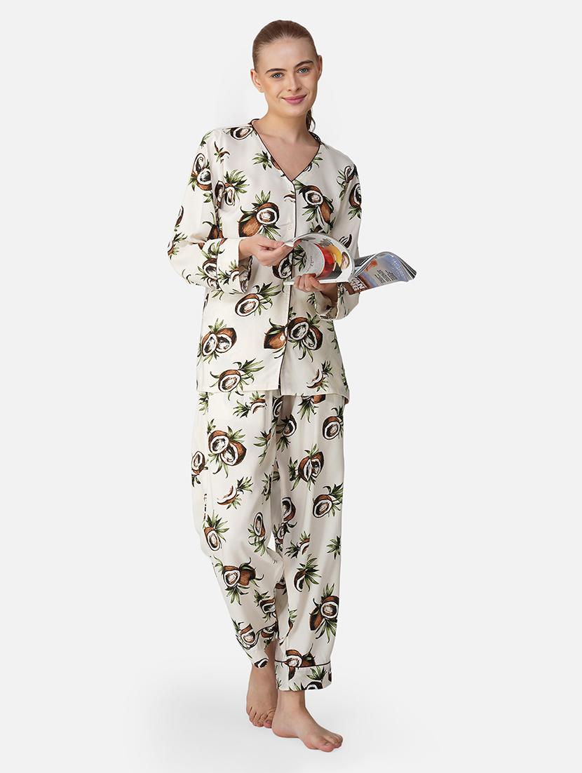 women printed long sleeve nightwear pyjama set - 21966855 - Zoom Image - 0