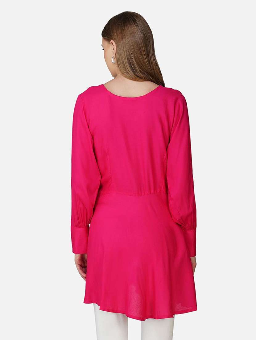 women pink solid long sleeve high-low top - 21966862 -  Standard Image - 2