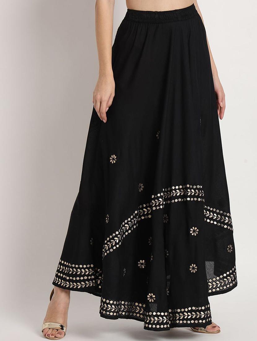 women mirror work mid rise flared maxi skirt - 21966868 - Standard Image - 2
