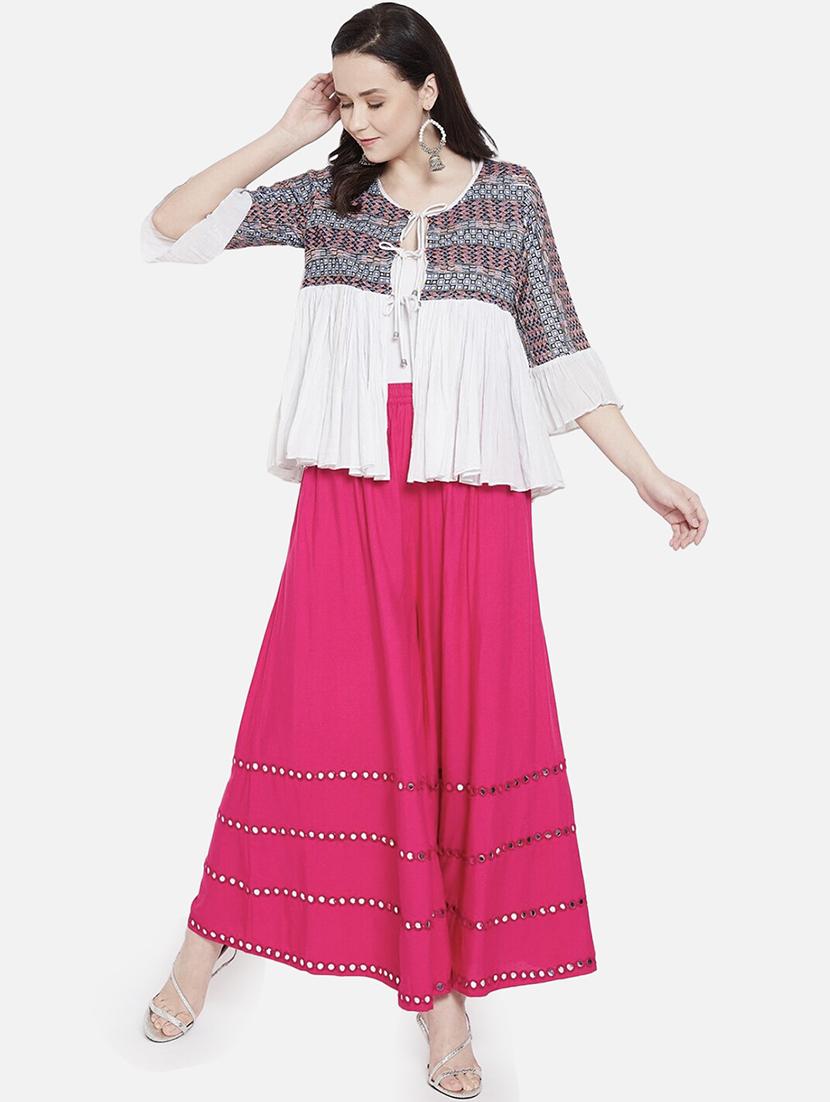 women mirror work mid rise flared maxi skirt - 21966871 - Standard Image - 2