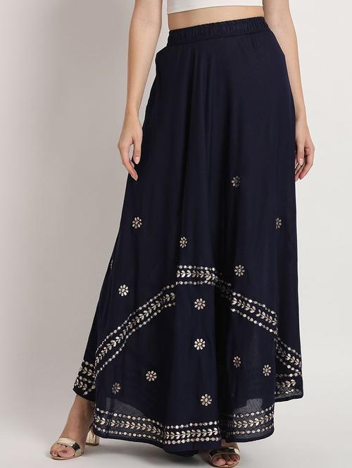women gota patti mid rise flared maxi skirt - 21966872 - Standard Image - 0