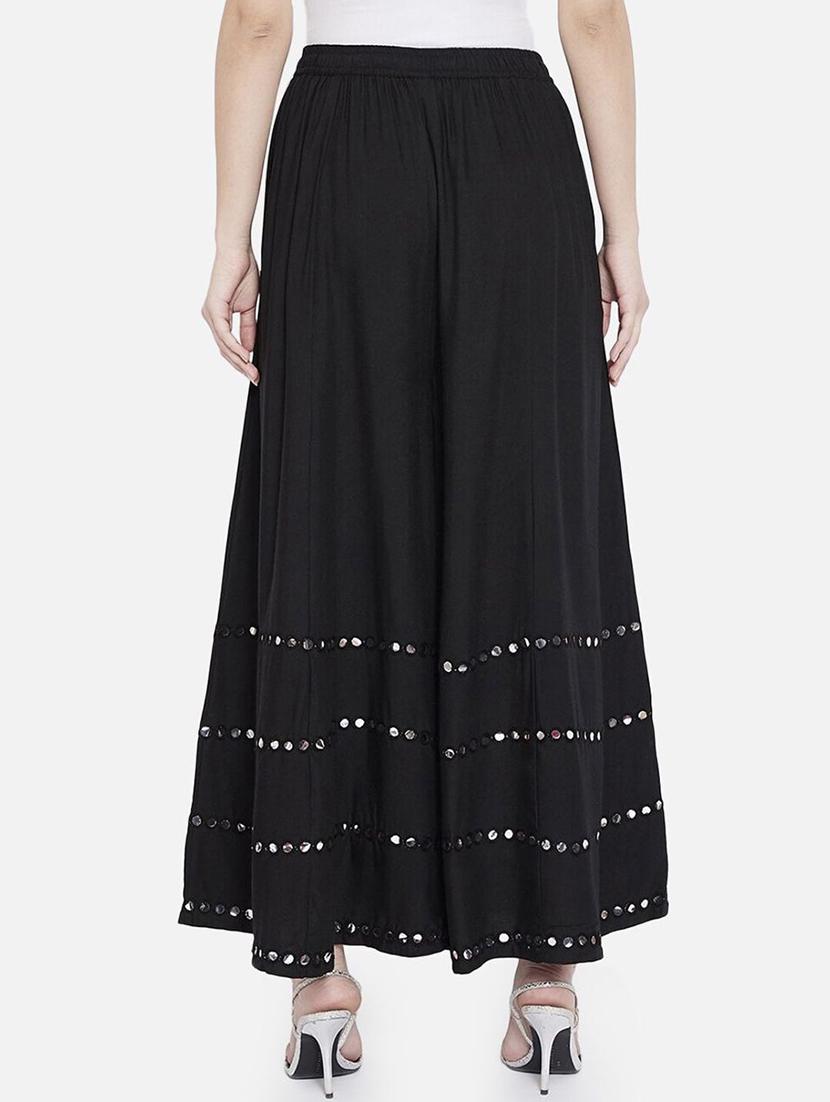 women mirror work mid rise flared maxi skirt - 21966893 - Standard Image - 2