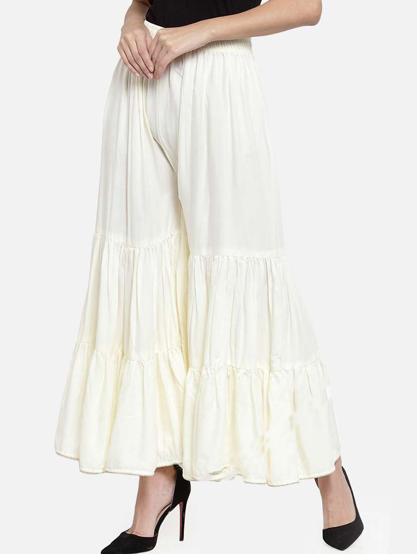 women solid mid rise sharara