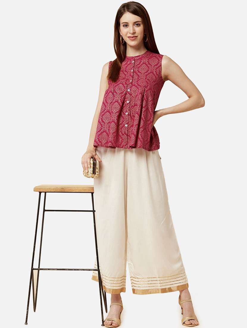 women printed mid rise flared palazzo - 21966957 -  Standard Image - 2