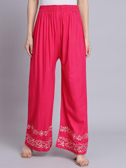 women printed mid rise flared palazzo - 21966958 - Standard Image - 0