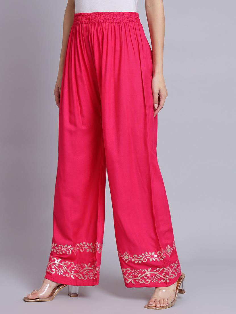 women printed mid rise flared palazzo - 21966958 - Standard Image - 2