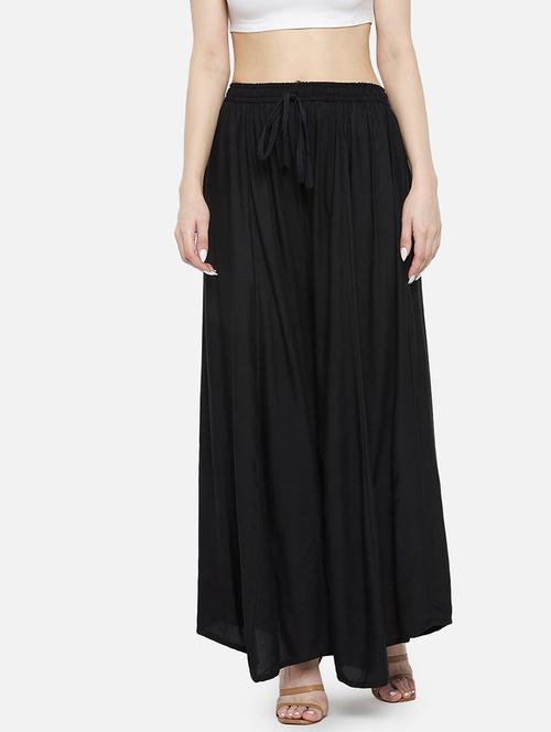women solid high rise flared palazzo - 21966963 - Standard Image - 0