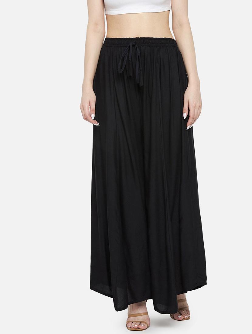 women solid high rise flared palazzo - 21966963 - Zoom Image - 0