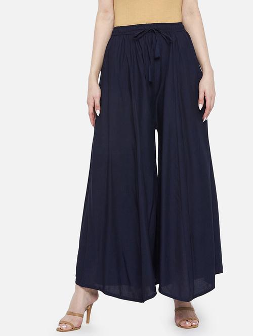 women solid high rise flared palazzo - 21966964 -  Standard Image - 0