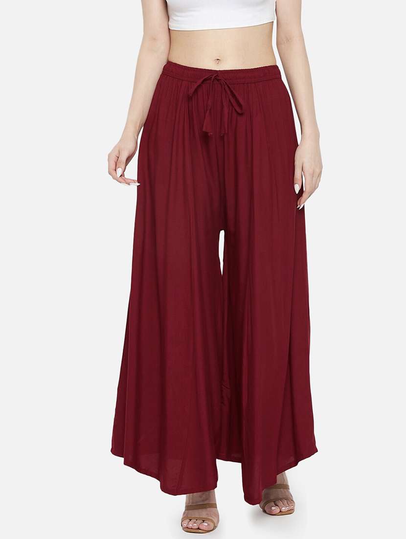 women solid high rise flared palazzo - 21966966 -  Zoom Image - 0