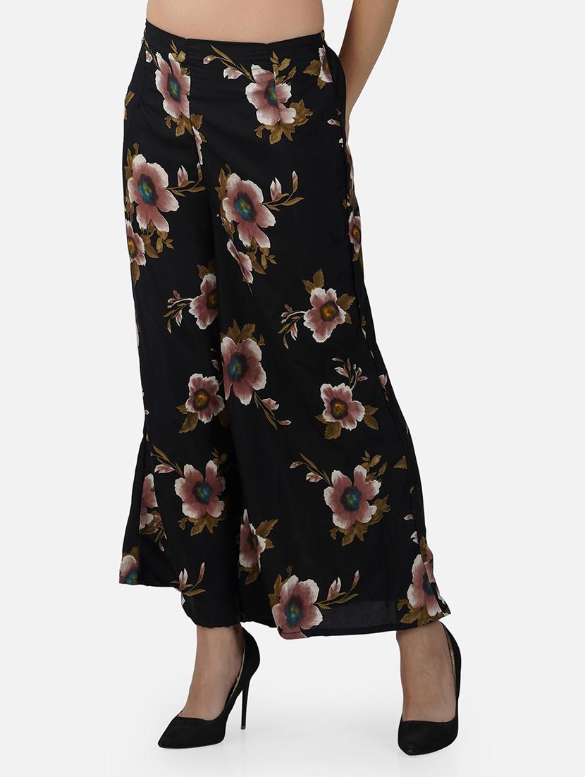 women floral print mid rise flared palazzo - 21966969 - Standard Image - 2