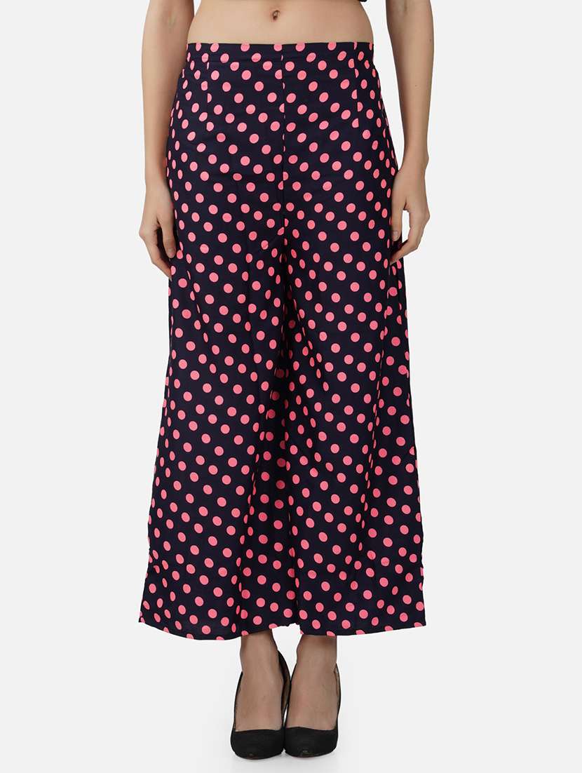 women polka doted mid rise flared palazzo - 21966970 -  Zoom Image - 0