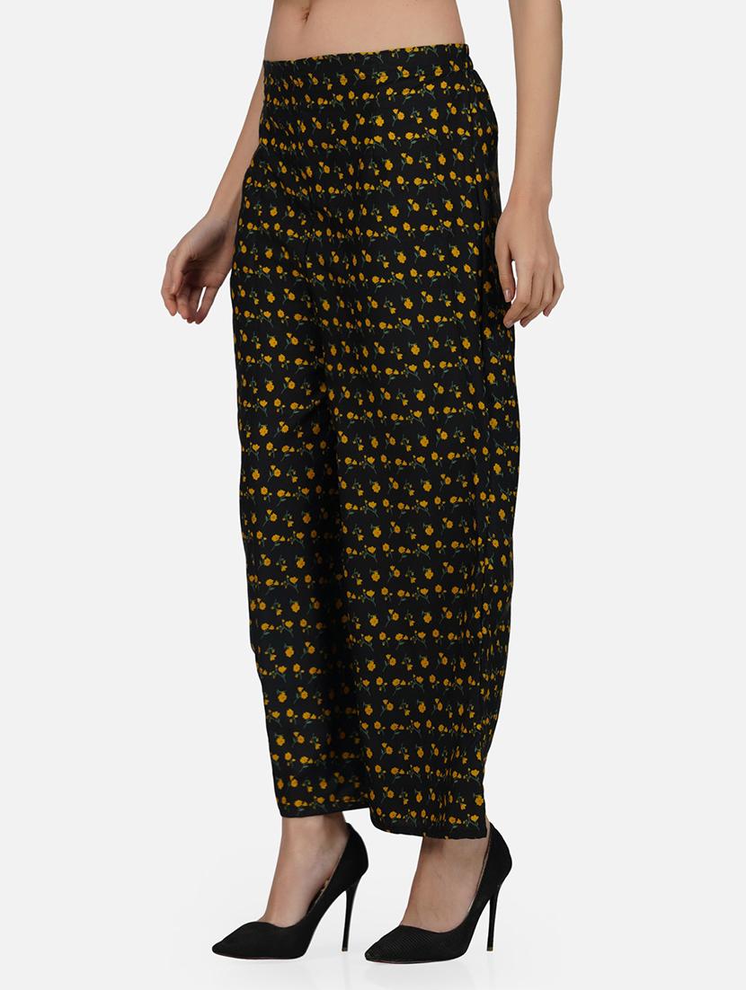 women printed mid rise flared palazzo - 21966971 - Standard Image - 2