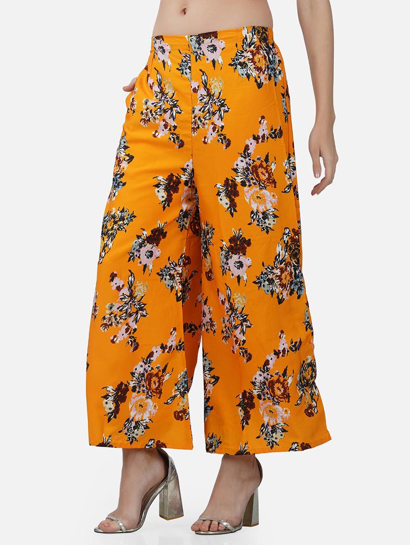 women floral print mid rise flared palazzo - 21966973 - Standard Image - 2