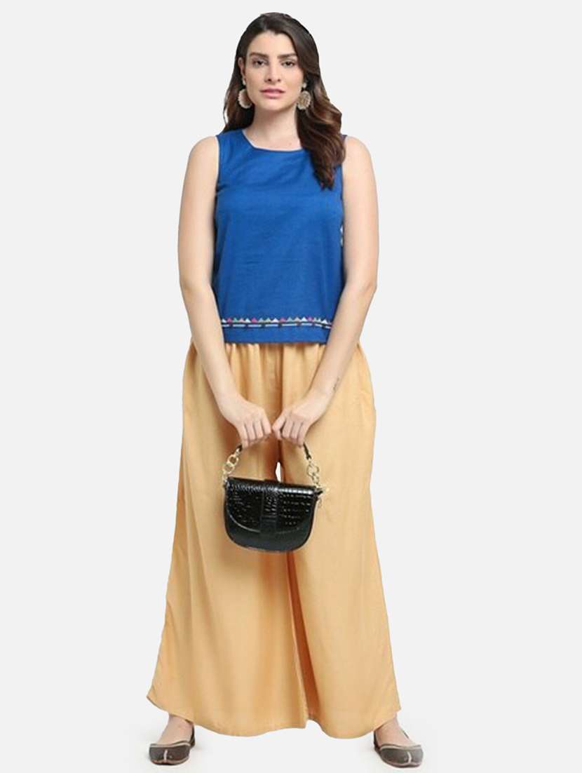 women printed mid rise flared palazzo - 21966979 -  Standard Image - 2