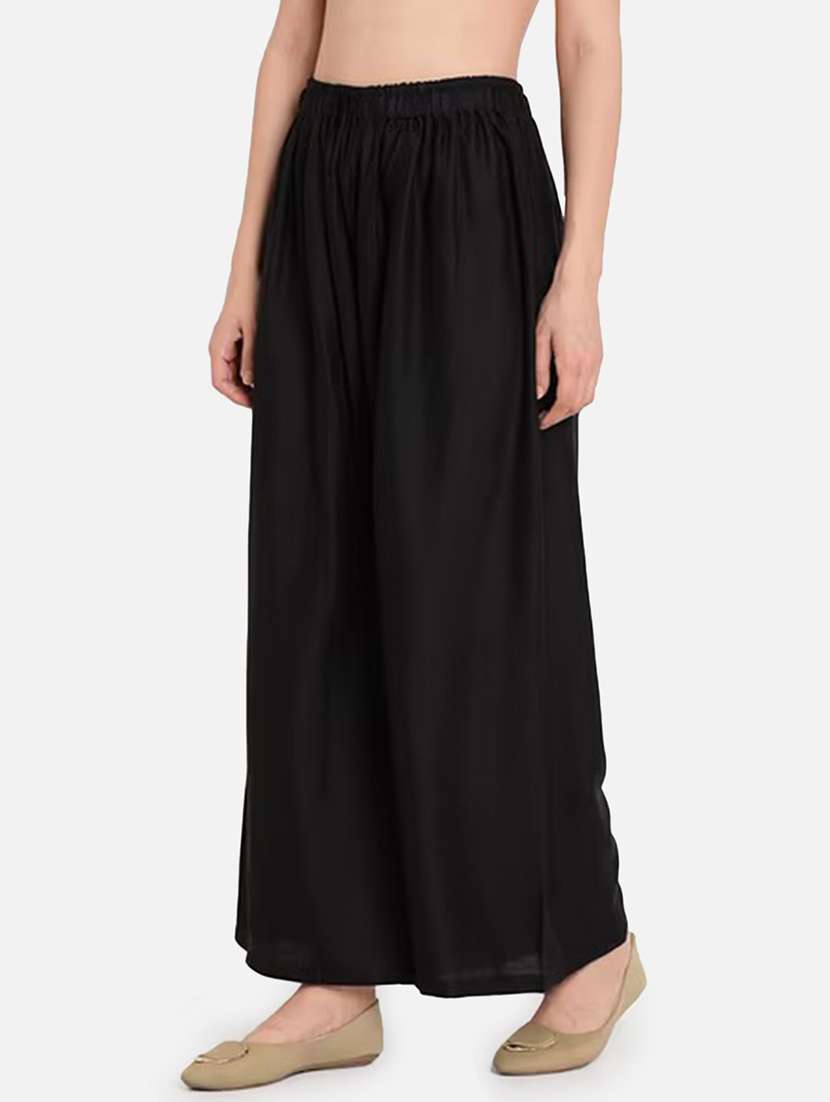 women solid mid rise flared palazzo - 21966980 -  Standard Image - 2