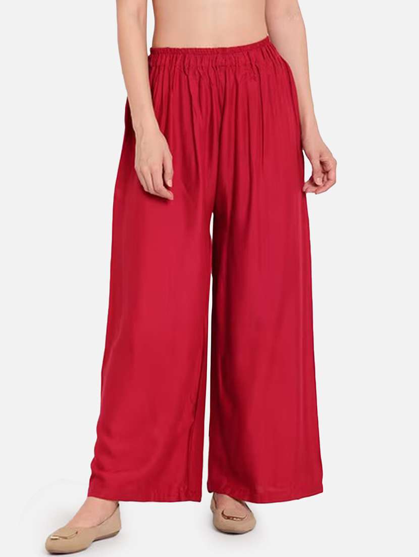 women solid high rise flared palazzo