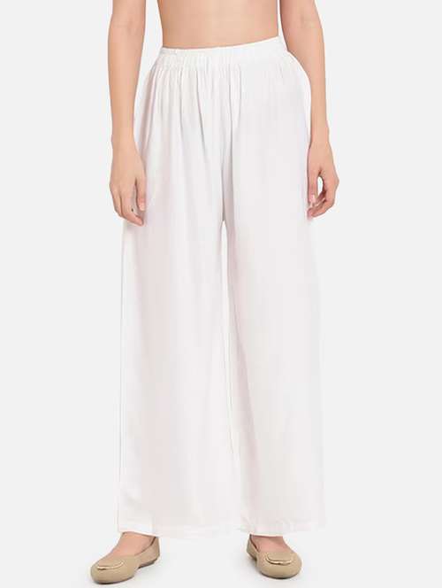 women solid high rise flared palazzo - 21966987 -  Standard Image - 0