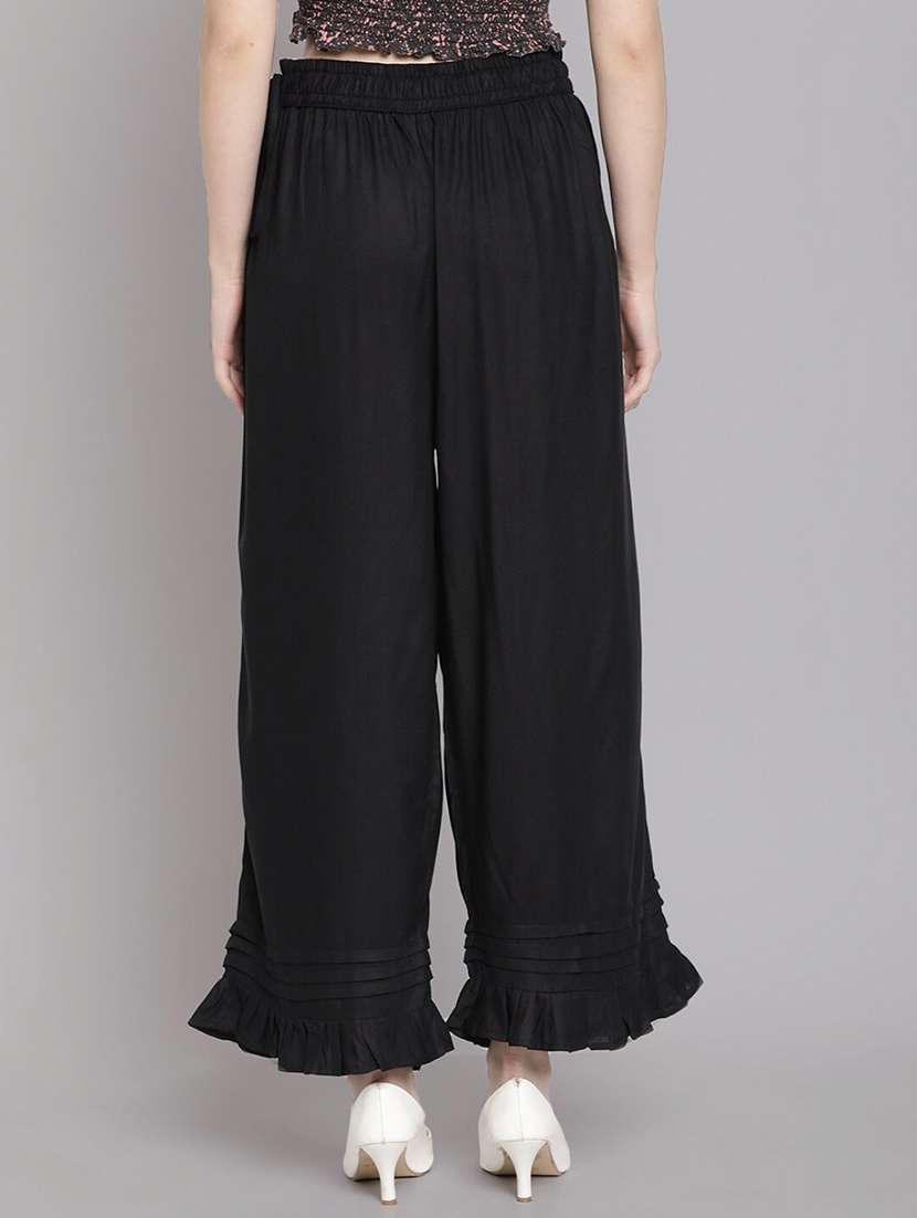 women solid high rise straight palazzo - 21966991 -  Standard Image - 2