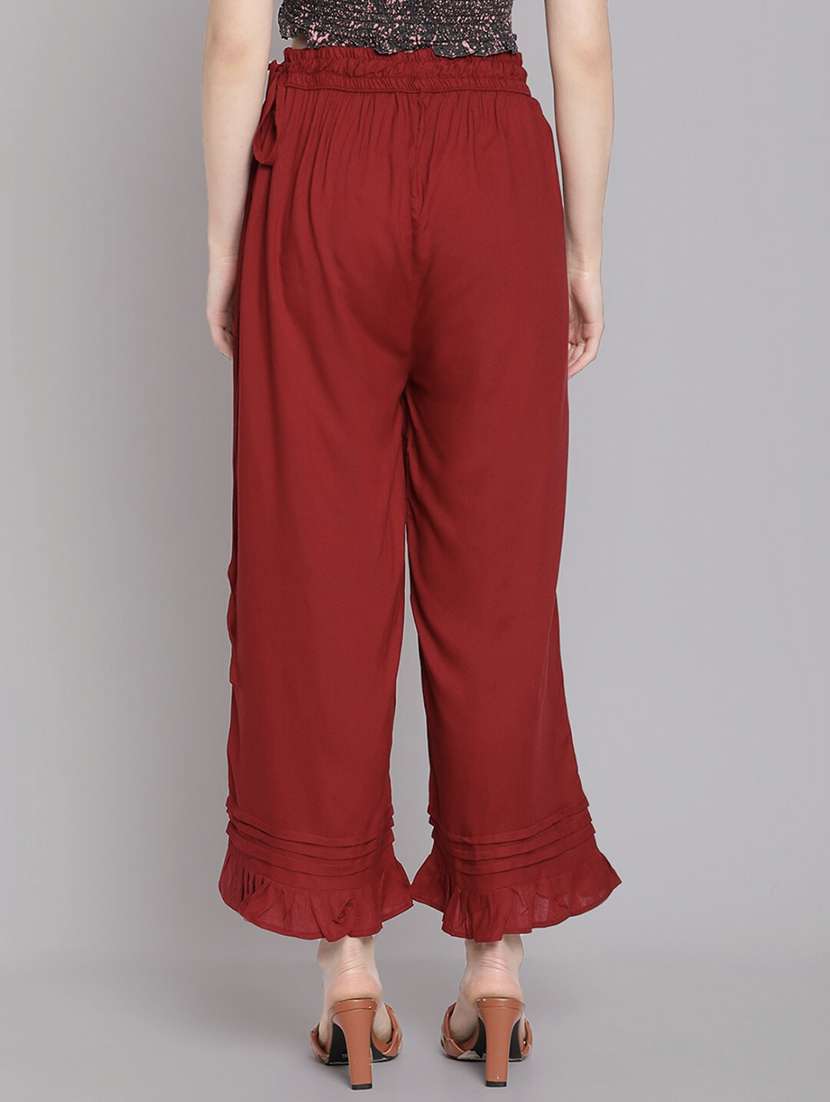 women solid high rise straight palazzo - 21966992 -  Standard Image - 2