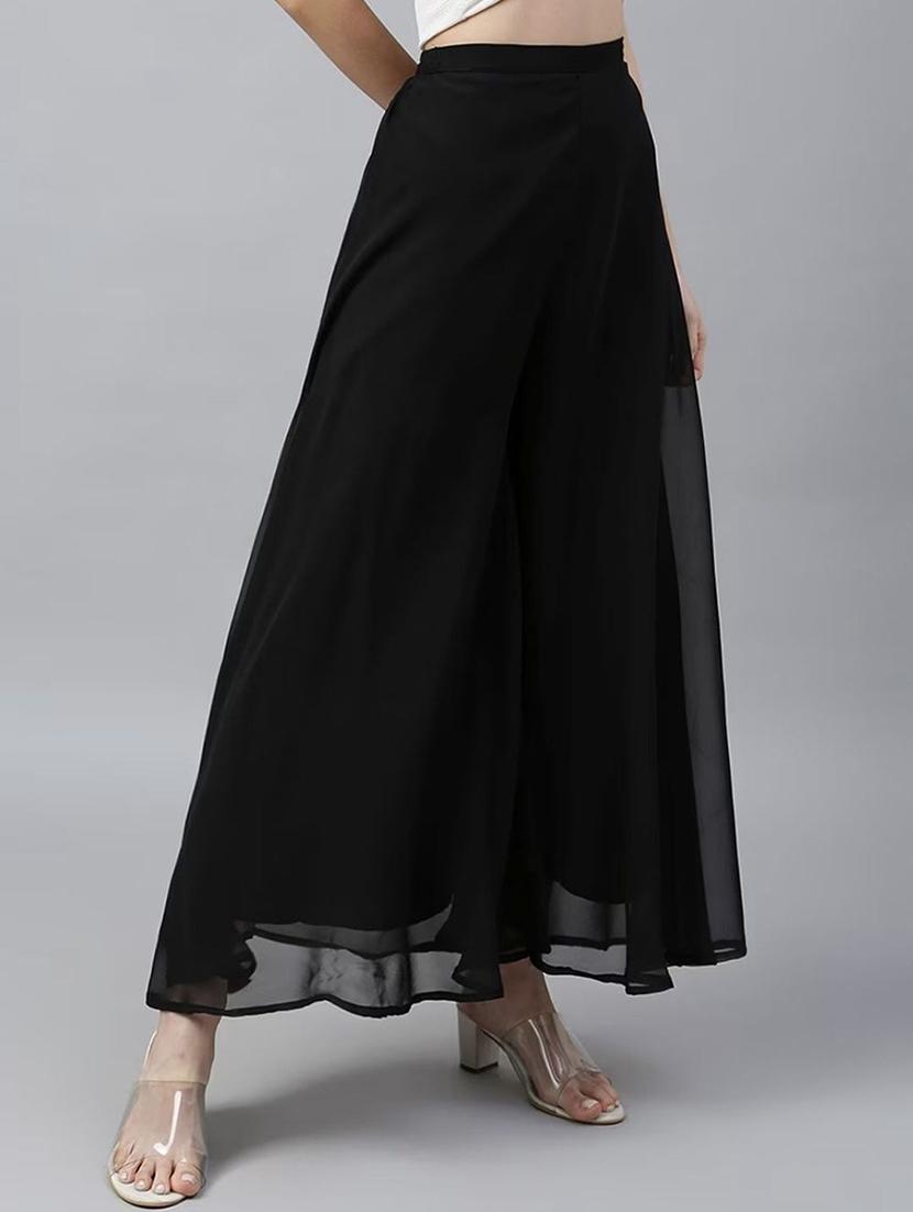 women solid high rise flared palazzo - 21966995 - Standard Image - 2