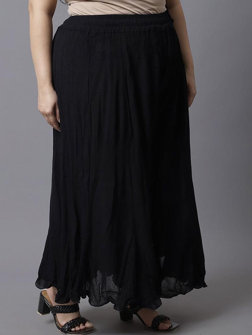 women plus size solid mid rise flared palazzo - 21966997 - Standard Image - 2