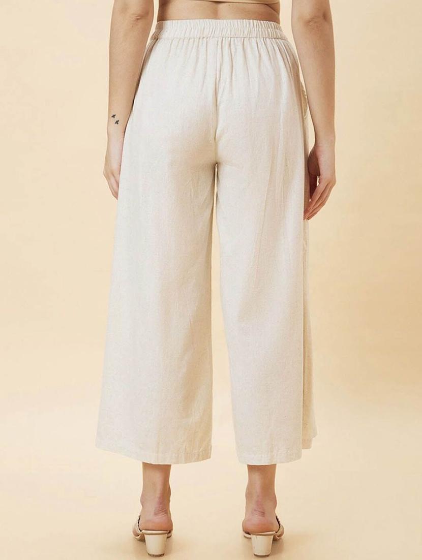 women solid mid rise flared palazzo - 21966998 - Standard Image - 2