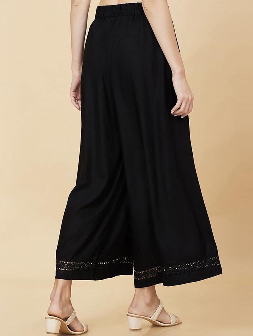 women solid mid rise flared palazzo - 21966999 -  Standard Image - 2