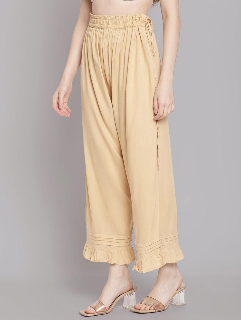 women solid high rise straight palazzo - 21967012 - Standard Image - 2