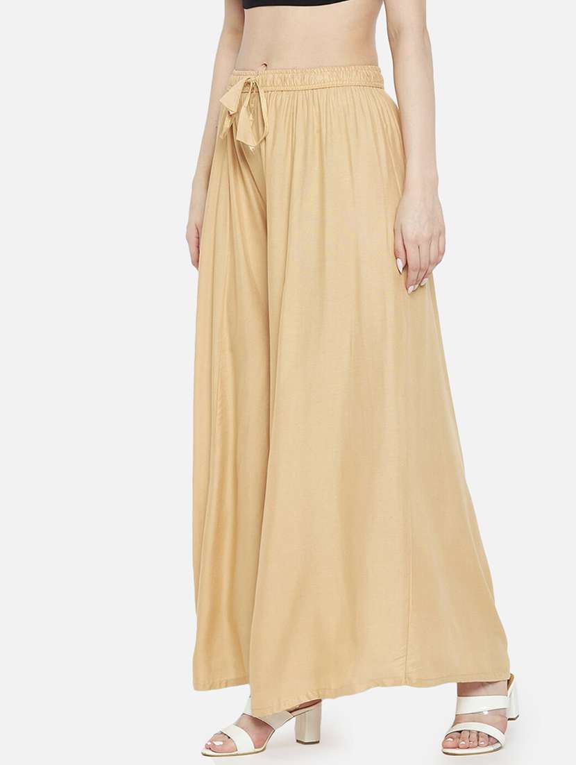 women solid mid rise flared palazzo - 21967013 -  Standard Image - 2