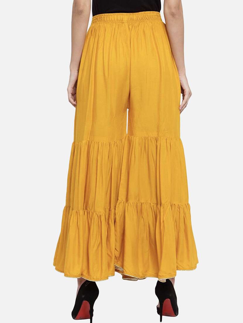 women yellow solid mid rise sharara - 21967021 -  Standard Image - 2