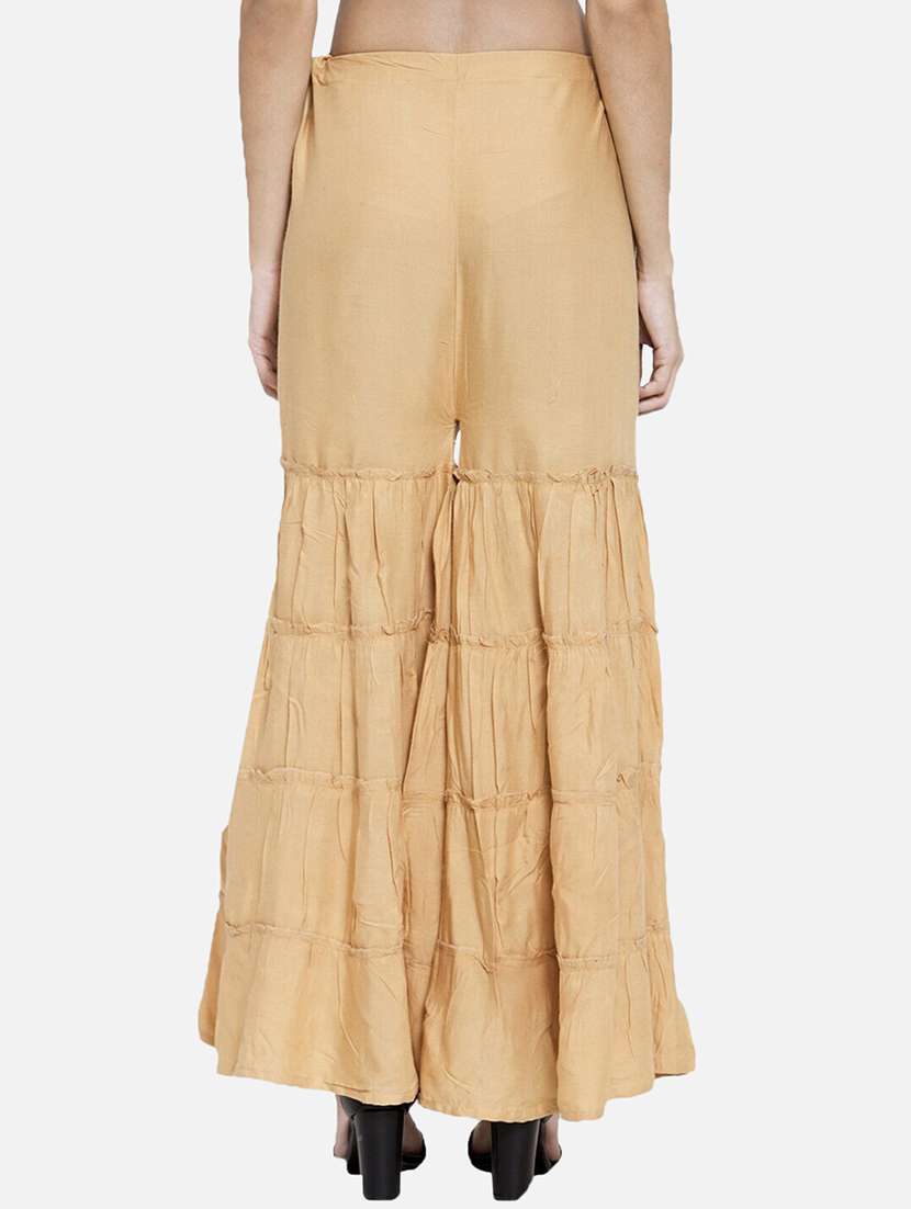 women cream solid mid rise sharara - 21967022 -  Standard Image - 2