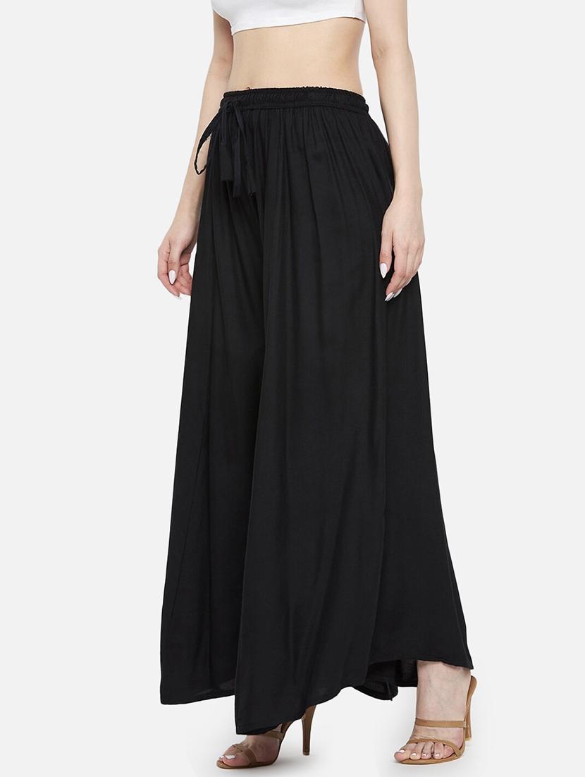 women solid mid rise flared palazzo - 21967027 - Standard Image - 2