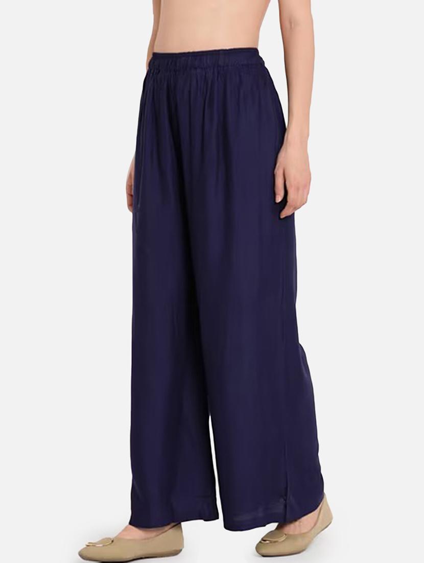 women solid high rise flared palazzo - 21967033 - Standard Image - 2