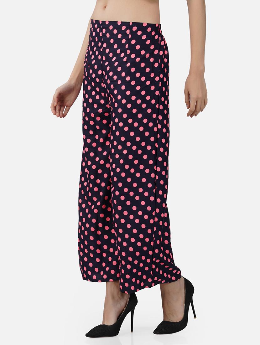women polka doted mid rise straight palazzo - 21967038 - Standard Image - 2