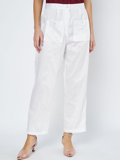 women solid high rise straight trouser - 21967044 -  Standard Image - 0