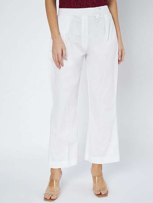 women solid high rise wide leg trouser - 21967046 -  Standard Image - 0