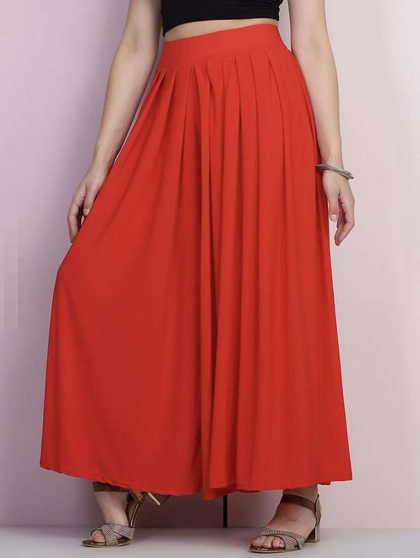 women solid mid rise flared palazzo - 21967049 -  Standard Image - 2