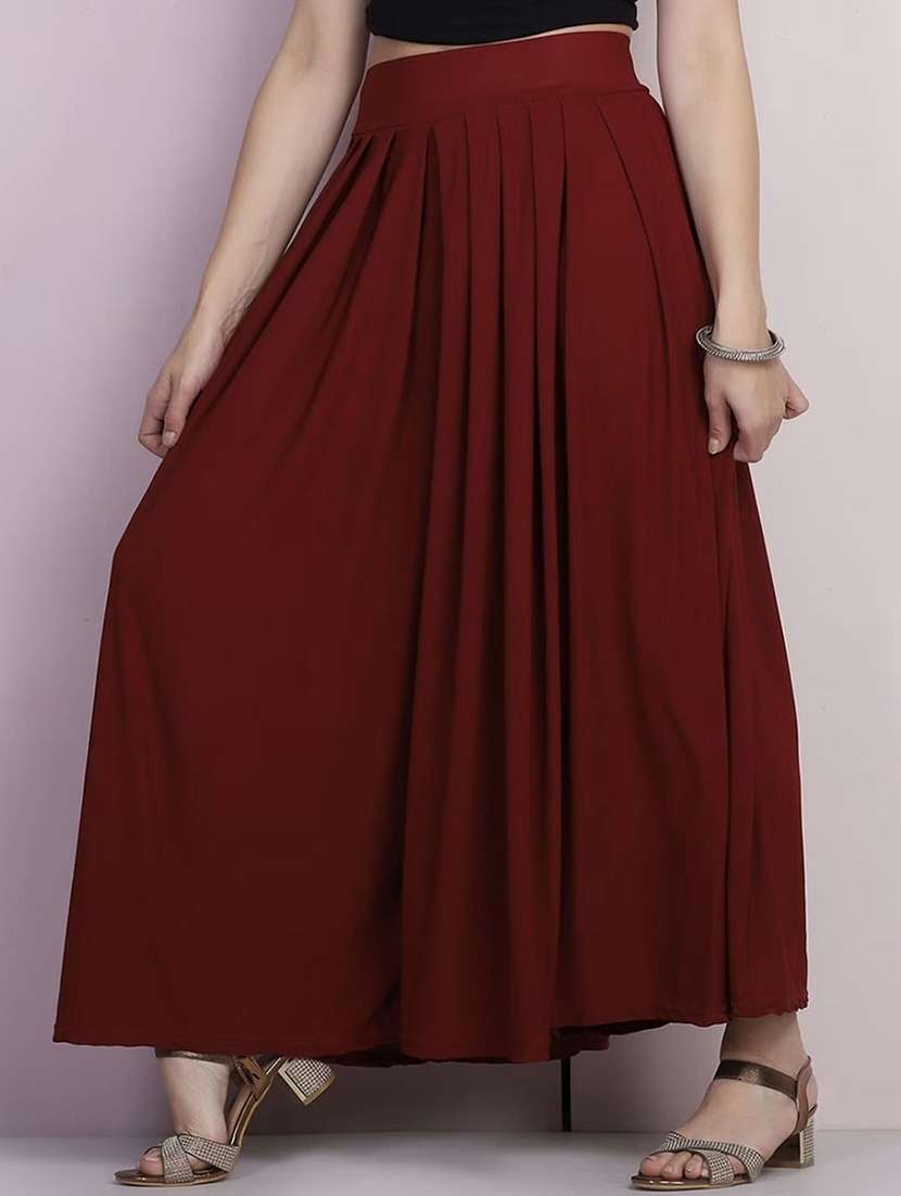 women solid mid rise flared palazzo - 21967052 -  Standard Image - 2