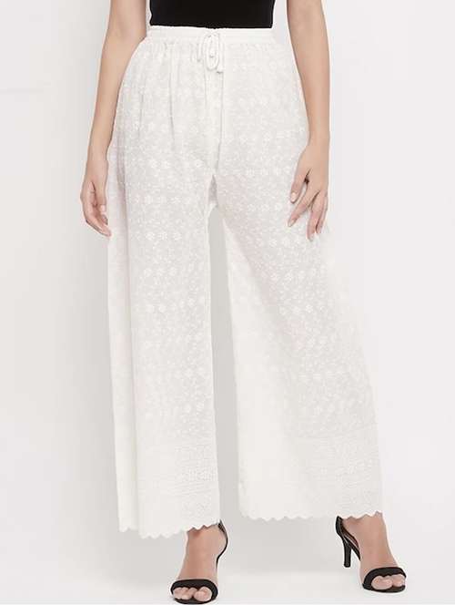 women embroidered mid rise flared palazzo - 21967053 -  Standard Image - 0