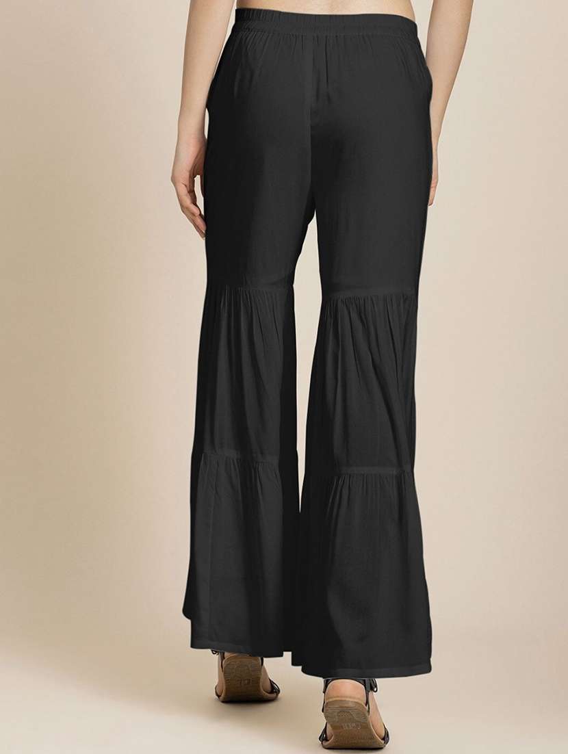 women black solid mid rise sharara - 21967055 -  Standard Image - 2